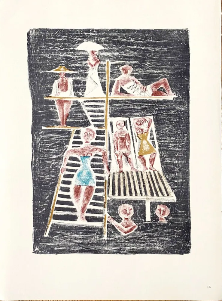 Lithograph Campigli (After) - Il Trampolino