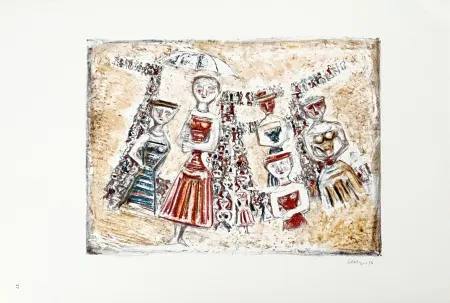 Lithograph Campigli (After) - Le vie