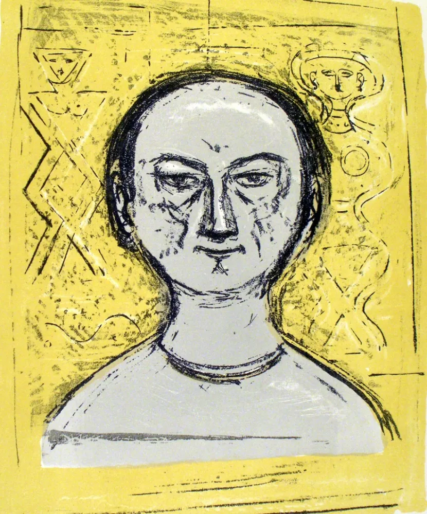 Lithograph Campigli - Autoritratto