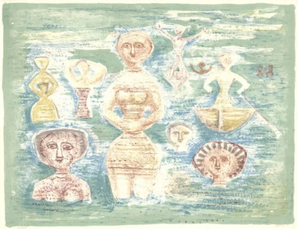 Lithograph Campigli - Bagnati