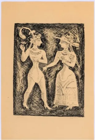 Lithograph Campigli - Costumi Cretesi