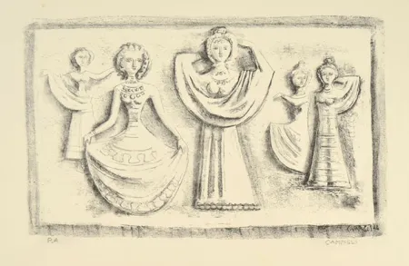 Lithograph Campigli - DANZE NOTTURNE, 1944