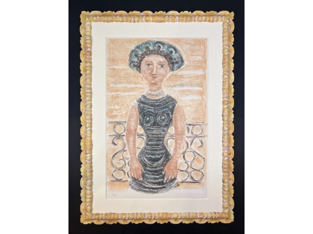 Lithograph Campigli - Donna al balcone