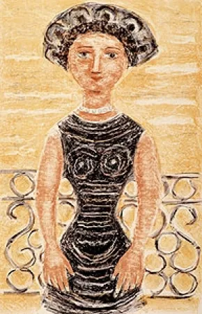 Lithograph Campigli - Donne al balcone