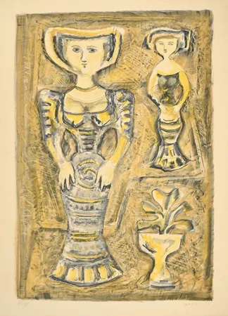 Lithograph Campigli - DONNE - FIORI
