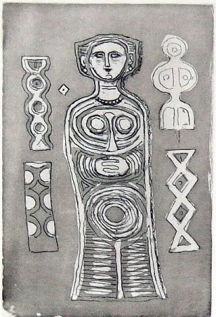 Etching And Aquatint Campigli - Idolo su fondo scuro