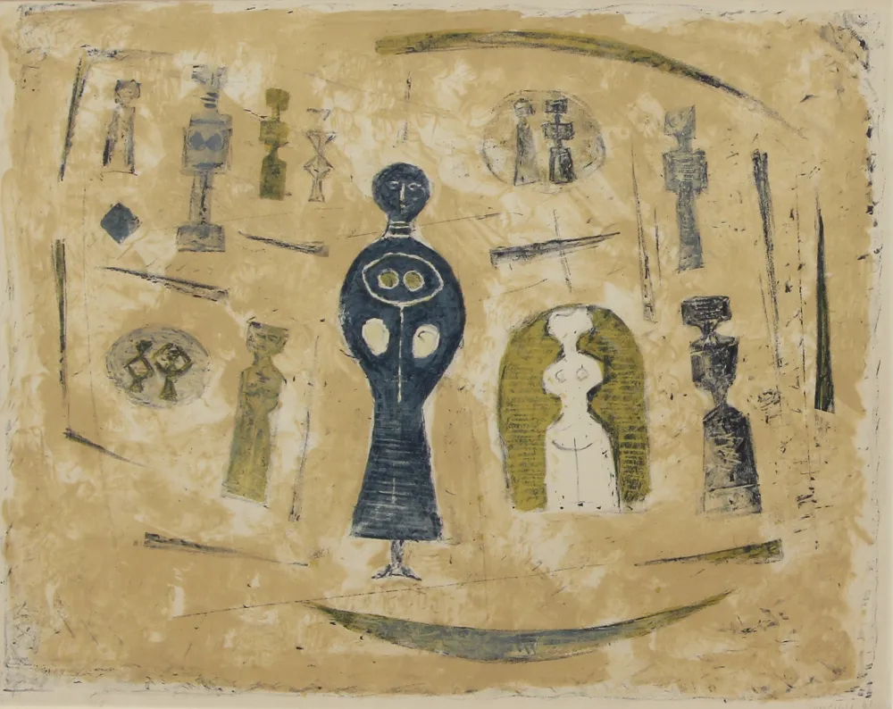 Lithograph Campigli - LA DAMA BLU