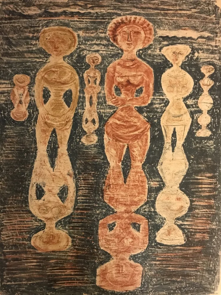 Lithograph Campigli - NELLE RISAIE - Dans les Rizières