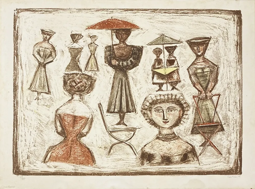 Lithograph Campigli - Passeggiata Romana