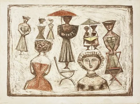 Lithograph Campigli - Passeggiata Romana