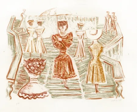 Lithograph Campigli - Scalinata