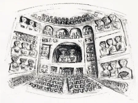 Lithograph Campigli - Teatro