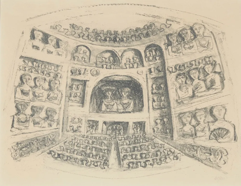 Lithograph Campigli - TEATRO I - Theatre