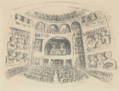 Lithograph Campigli - TEATRO I - Theatre