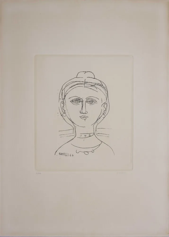 Etching Campigli - Volto femminile