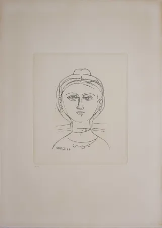 Etching Campigli - Volto femminile