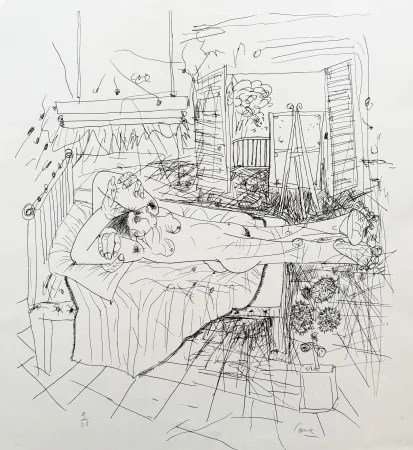 Lithograph Cane - Nu à l'atelier III