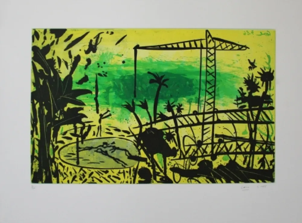 Aquatint Cane - Paysage jaune