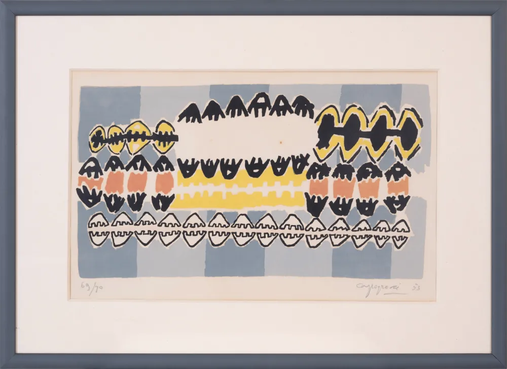 Lithograph Capogrossi - Giuseppe Capogrossi (1900-1972) - Coloured lithograph on paper - 1953