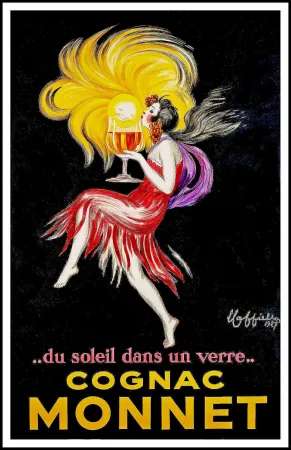 Lithograph Cappiello - Du soleil dans un verre.... COGNAC MONNET