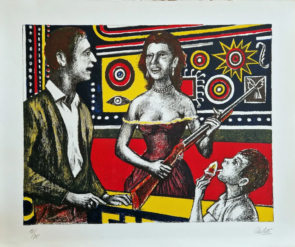 Lithograph Carletti - Tiro a segno