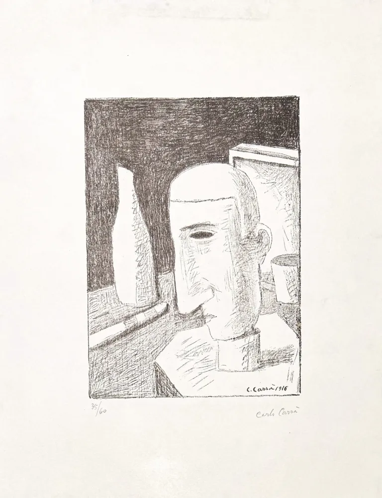 Lithograph Carra - Carlo Carrà (1881–1966) – Gentiluomo ubriaco – Zinc lithograph – 1949