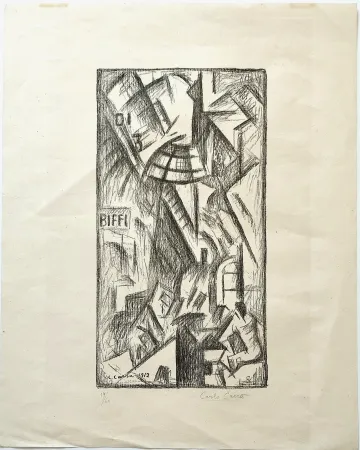 Lithograph Carra - La galleria di Milano