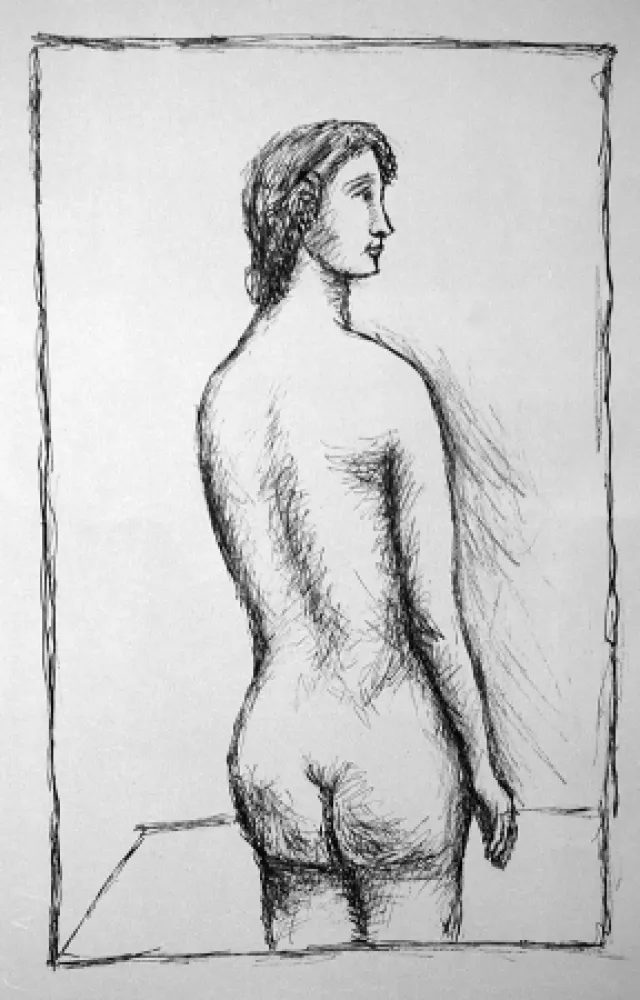 Lithograph Carra - Nudo di schiena