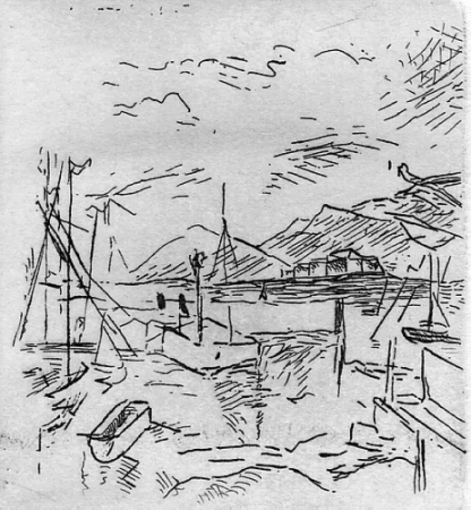 Etching Carra - Piccolo molo I, 1924