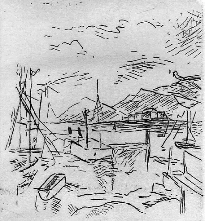 Etching Carra - Piccolo molo I, 1924