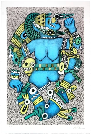 Lithograph Carrasco Bretón - Coyolxauhqui