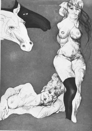 Engraving Carrera - Cavalli curiosi