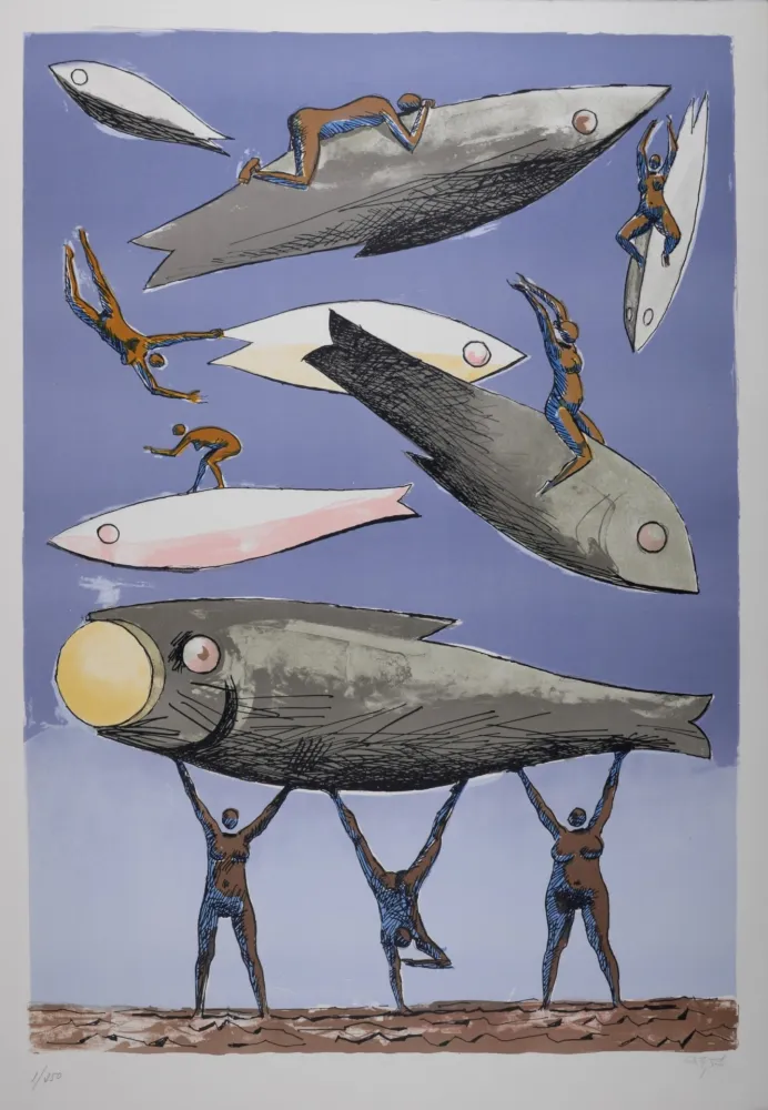 Lithograph Carybe - Composition