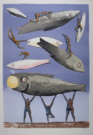 Lithograph Carybe - Composition