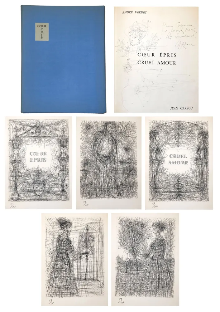 Illustrated Book Carzou - André VERDET Coeur épris, cruel amour. Pointes sèches originales de Jean Carzou