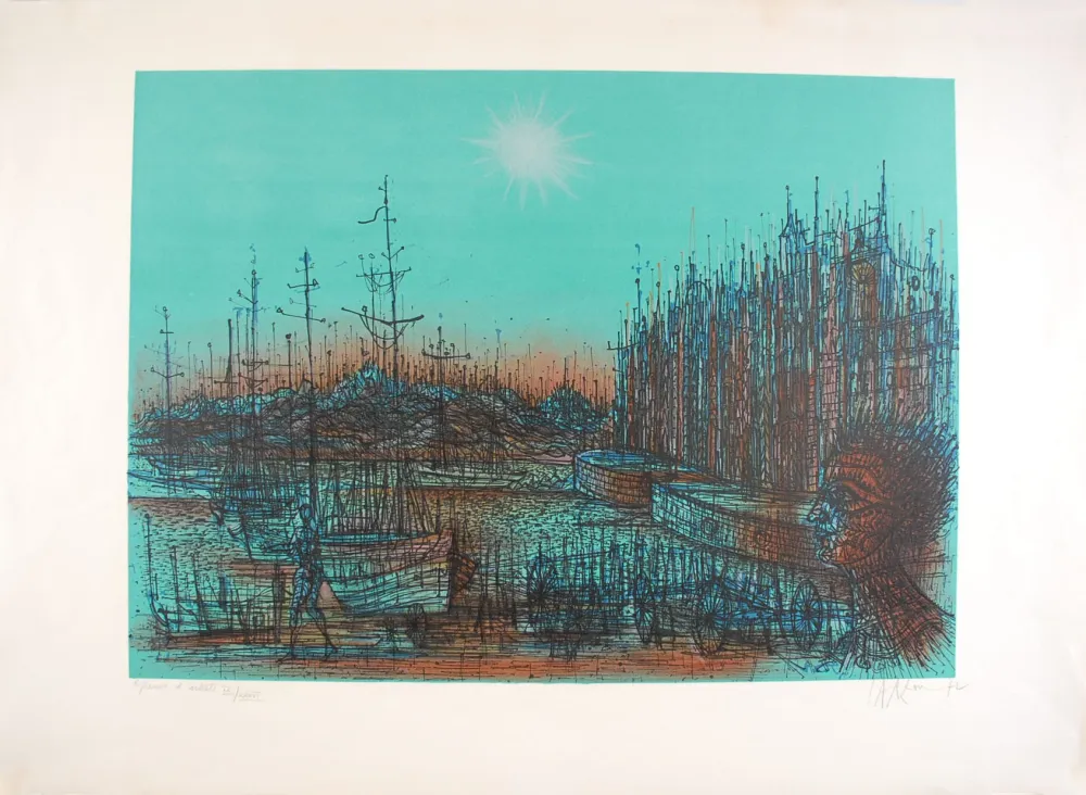 Lithograph Carzou - Bateau