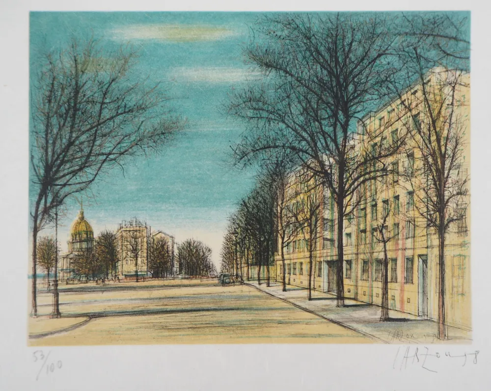 Lithograph Carzou - Boulevard des Invalides