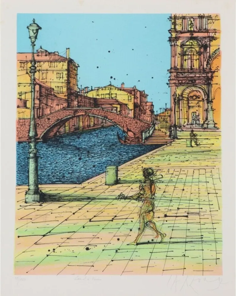Lithograph Carzou - Canal à Venise