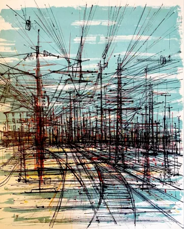 Lithograph Carzou - La voie ferrée