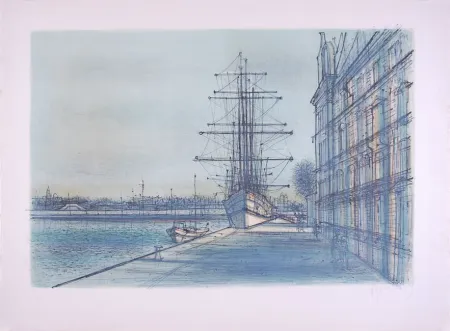 Lithograph Carzou - Le Bateau école à Venise