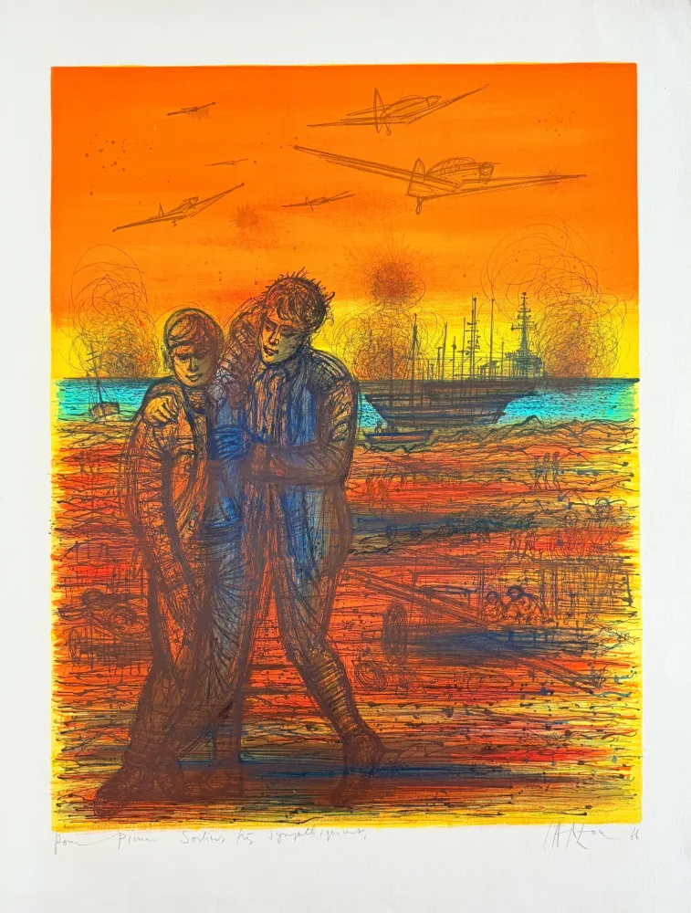 Lithograph Carzou - Le débarquement