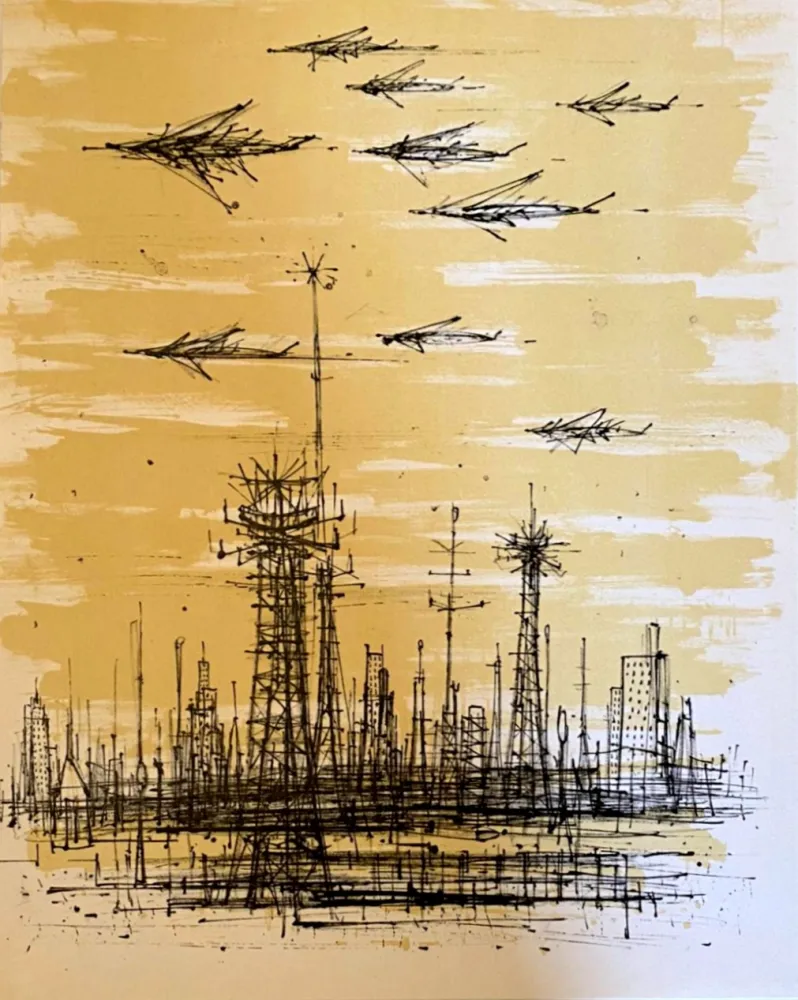 Lithograph Carzou - L'escadre