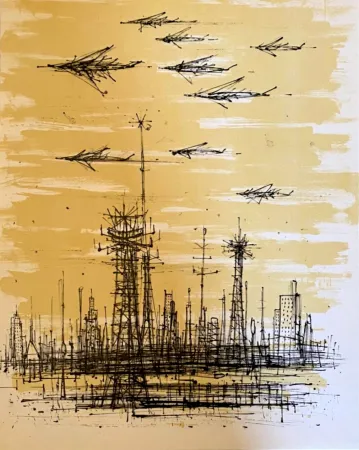 Lithograph Carzou - L'escadre