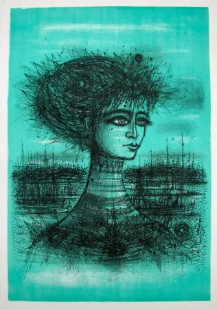 Lithograph Carzou - Palais de la Méditerranée, Nice (without text)