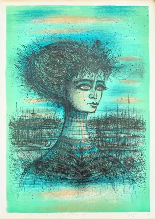Lithograph Carzou - Princesse d'Azur