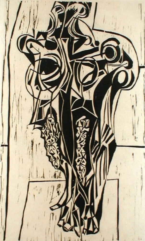 Linocut Casarella - Skull Study