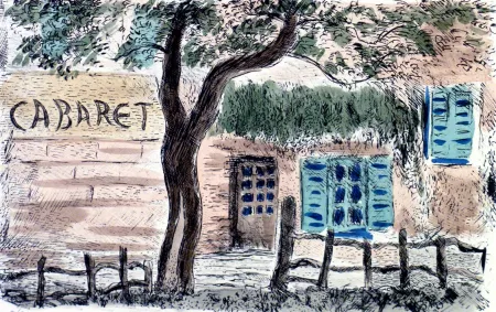 Lithograph Cascella - Cabaret Lapin Agil a Montmartre