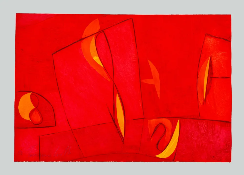 Etching And Aquatint Cascella - Composizione rossa