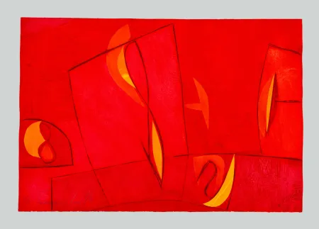 Etching And Aquatint Cascella - Composizione rossa