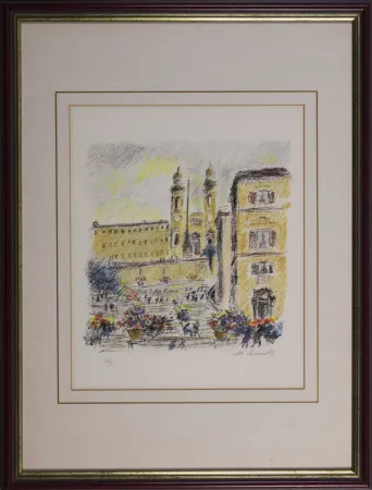 Lithograph Cascella - Piazza di Spagna